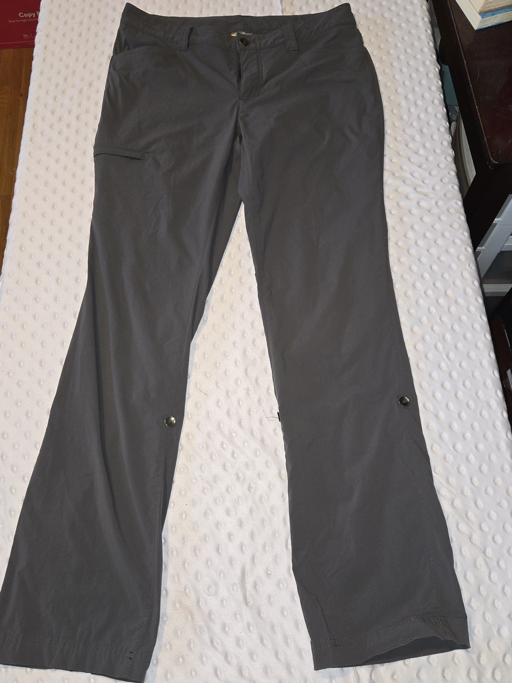 Eddie Bauer Pants Women Sz 6 Gray Roll Up Stretch Gorpcore Hiking Camping